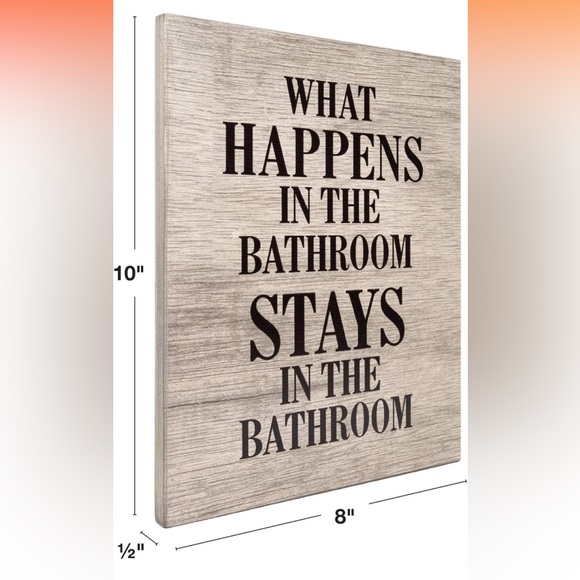 Bathroom Wall Decor Signs Funny Farmhouse Rustic Set of Four Neutral Wood - Picture 4 of 5